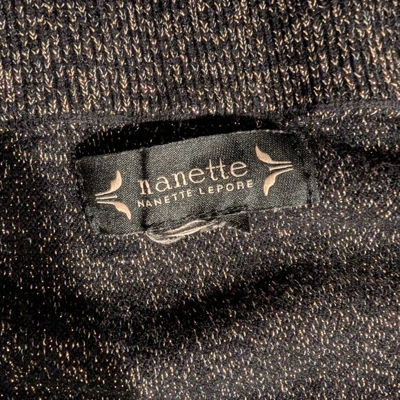 Nanette Lepore Womens XL Skirt Black Gold A Line Sparkle Metallic Pull On - Picture 4 of 6